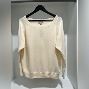J Crew Marled Cashmere Crewneck Sweater Hthr Muslin Oversized relaxed $198 Small